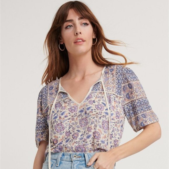 Lucky Brand Tops - NWT Lucky Brand Short Sleeve Floral Peasant Blouse